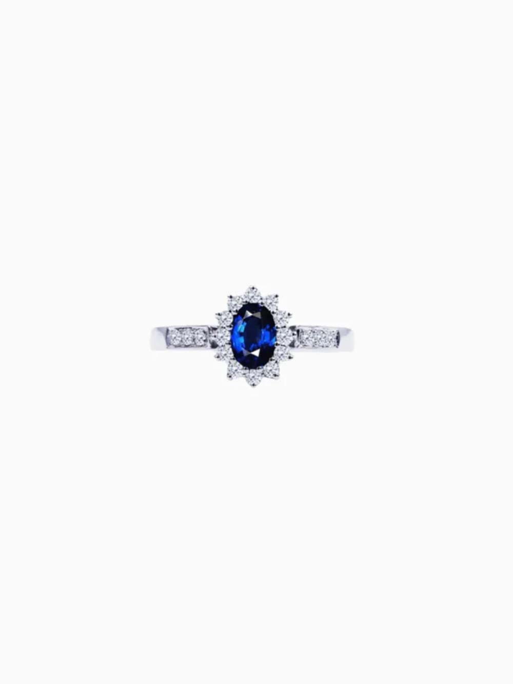 Halo Blue Sapphire Diamond Ring