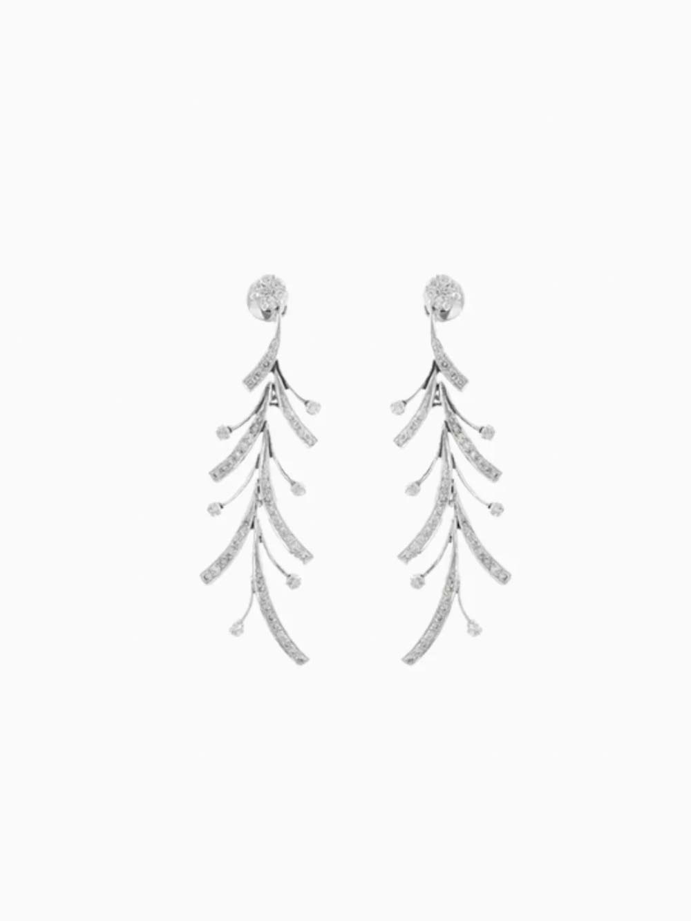 Paves Leaves Dangle Earring in 14kt Gold (1.95cts)