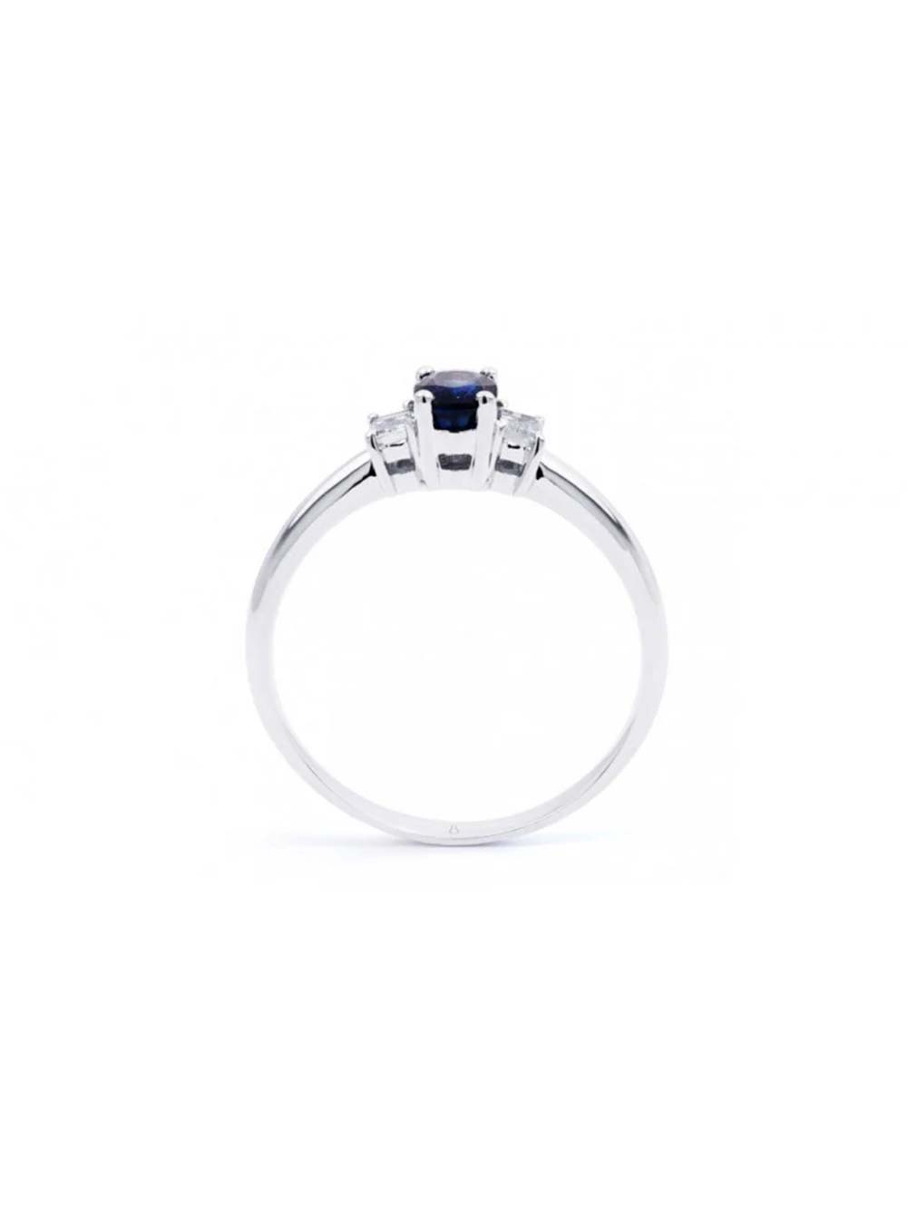White Gold Blue Sapphire Crystal Ring