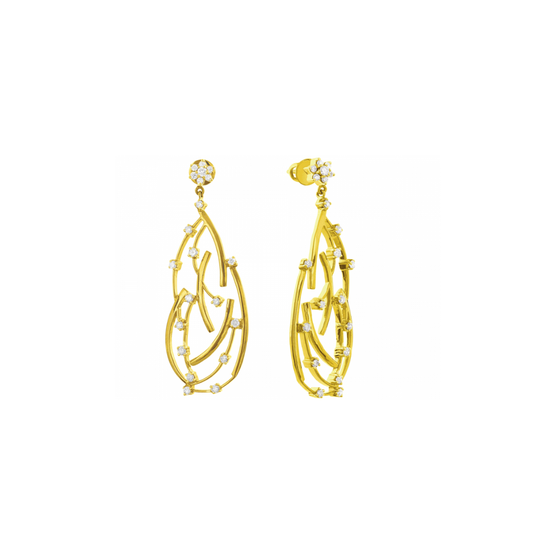 Abstract Diamond Drop Earrings in 18kt Gold (1.39cts)