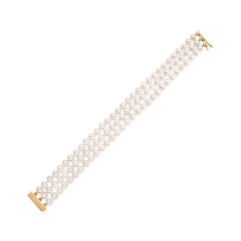 Triple line freshwater pearl bracelet