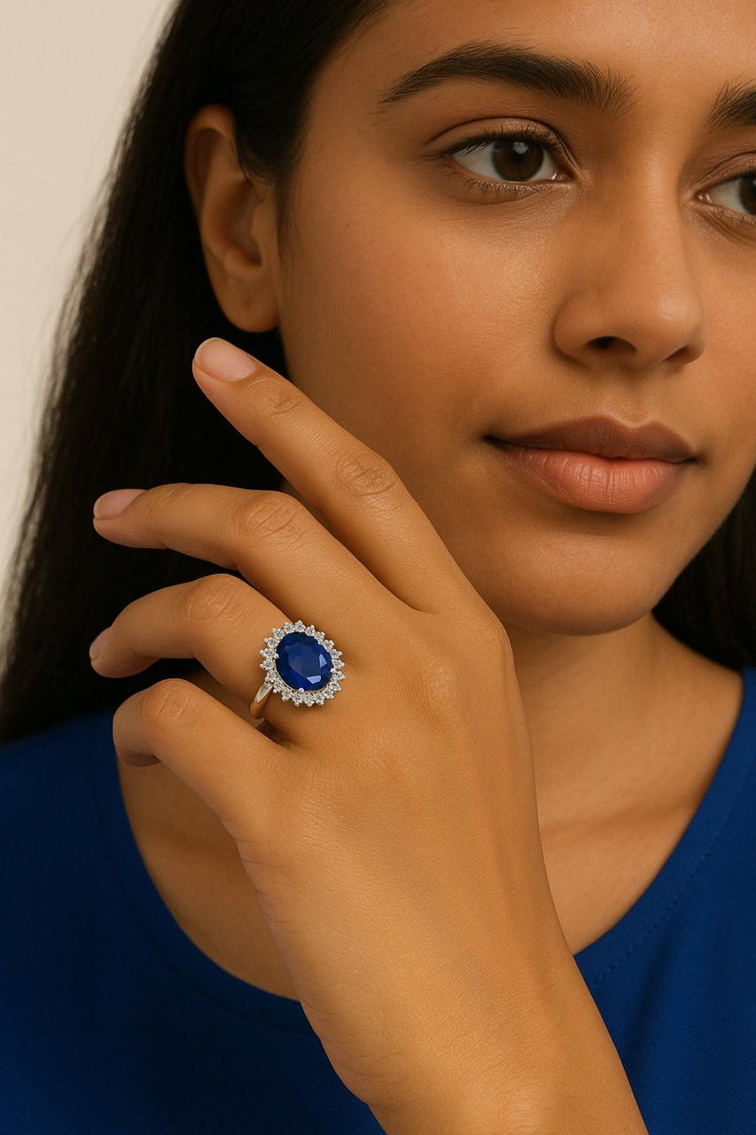 Blue Sapphire Diamond Ring