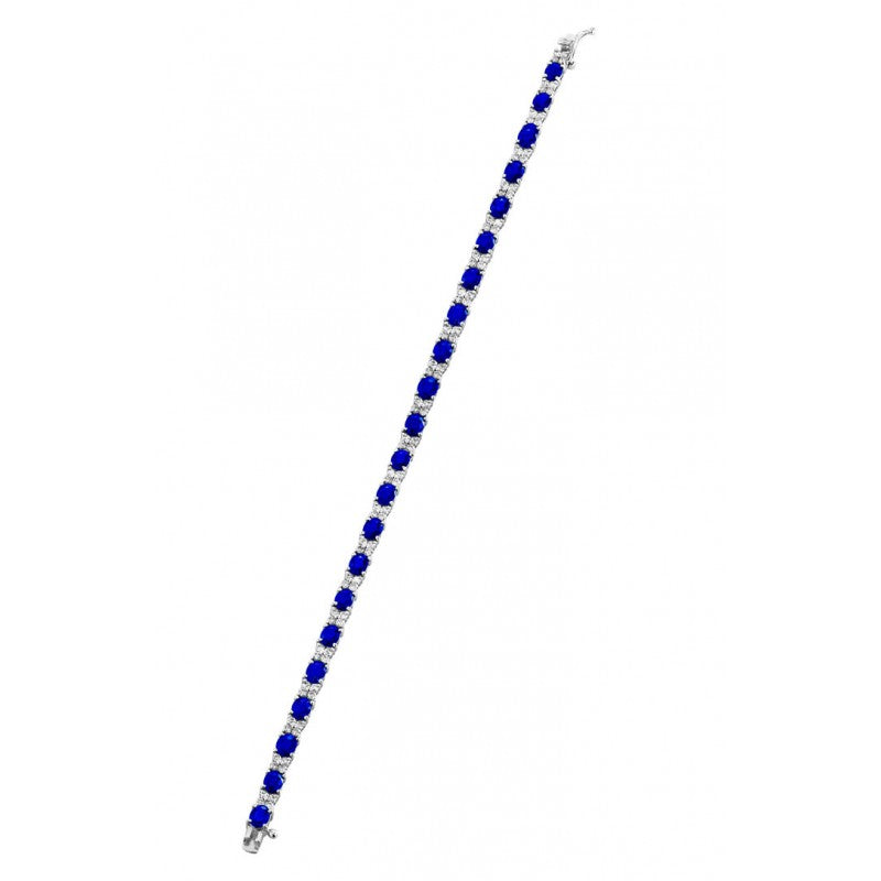 Blue Sapphire and Diamond Double-Row Bracelet