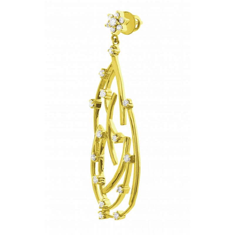 Abstract Diamond Drop Earrings in 18kt Gold (1.39cts)