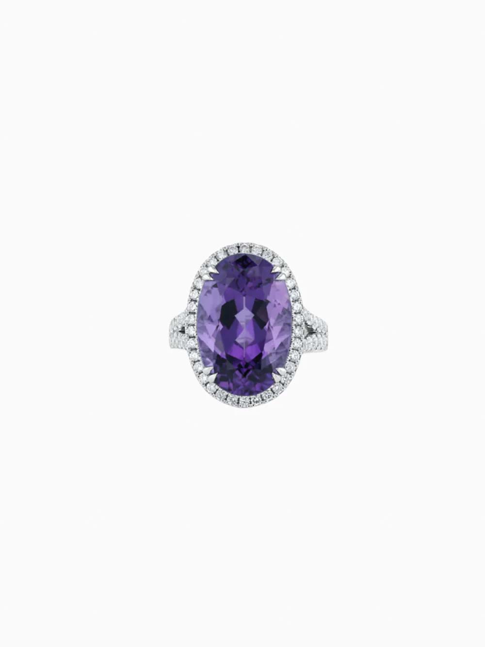 Oval Amethyst Halo Ring