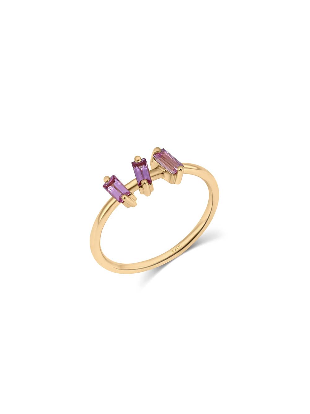Semi Precious Emerald Cut Trio Ring (Stone Customisable)