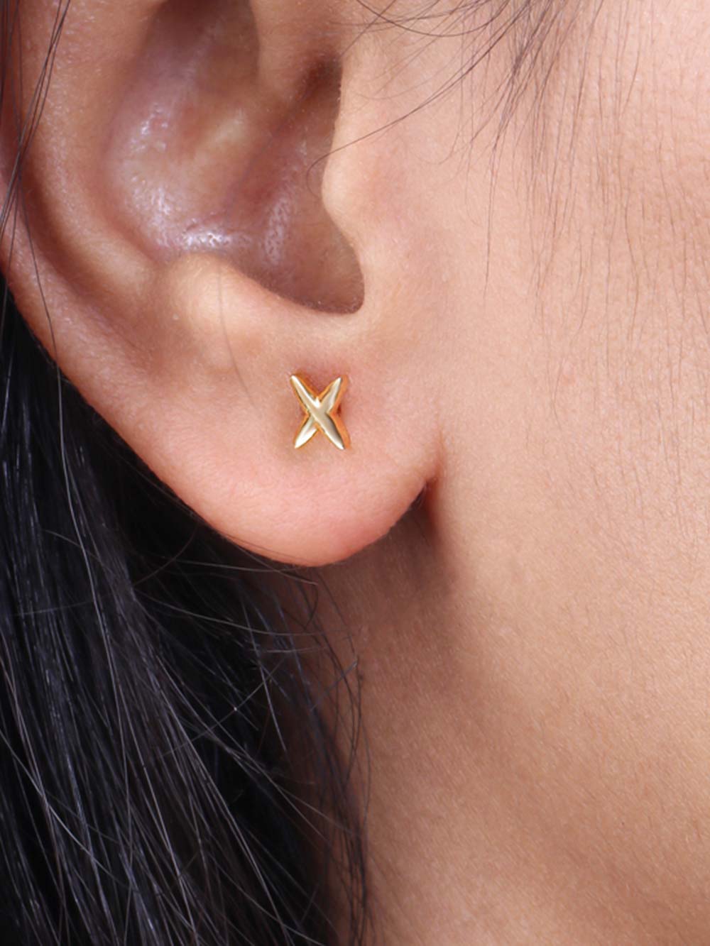 X Gold Earrings in 14kt Gold