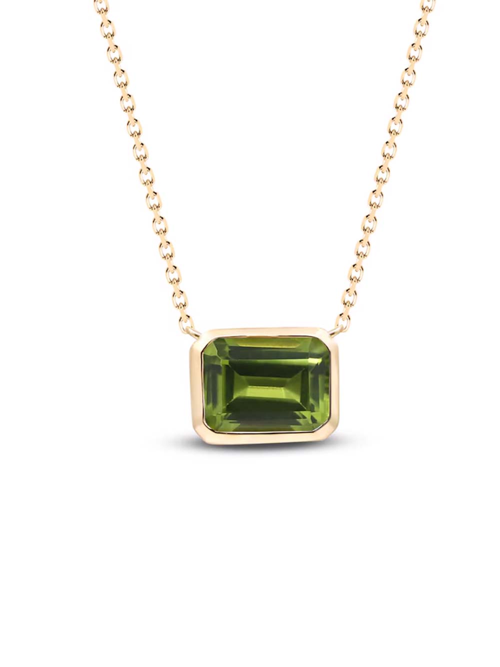 Peridot Necklace - Emerald Cut (Stone Customisable)