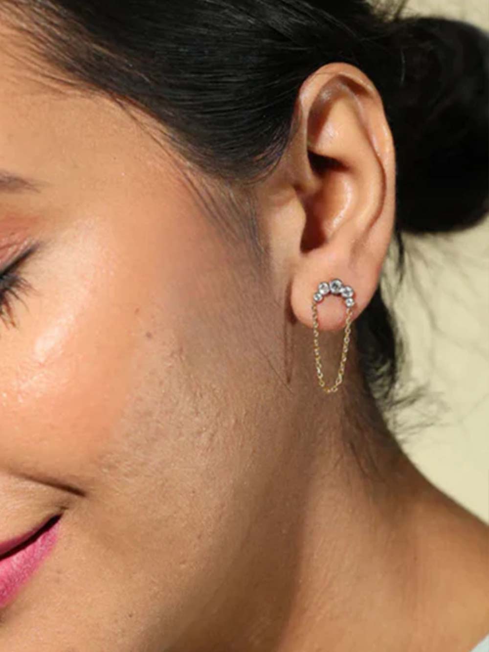 Diamond Earrings With Hanging Chain