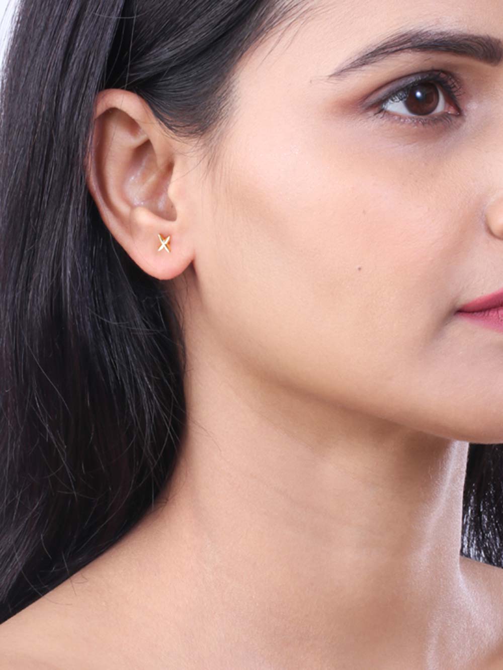 X Gold Earrings in 14kt Gold