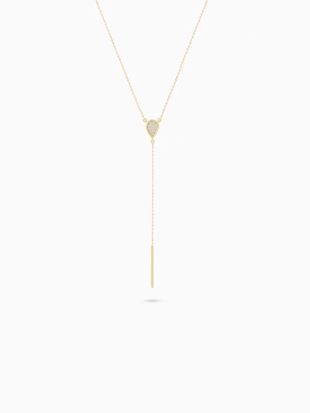 Teardrop Diamond Lariat Necklace in 14kt Gold (0.04cts)