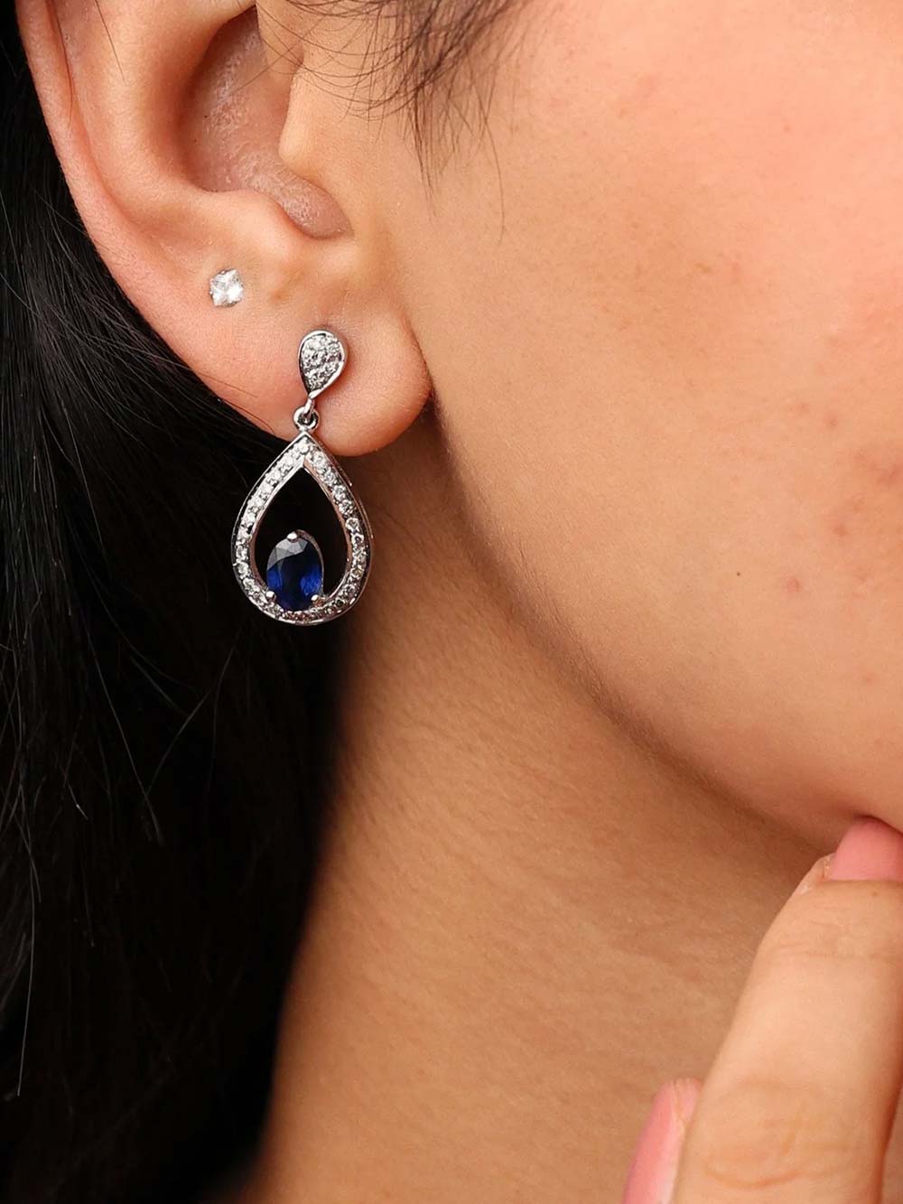 Sapphire & Diamond Teardrop Grace Earrings