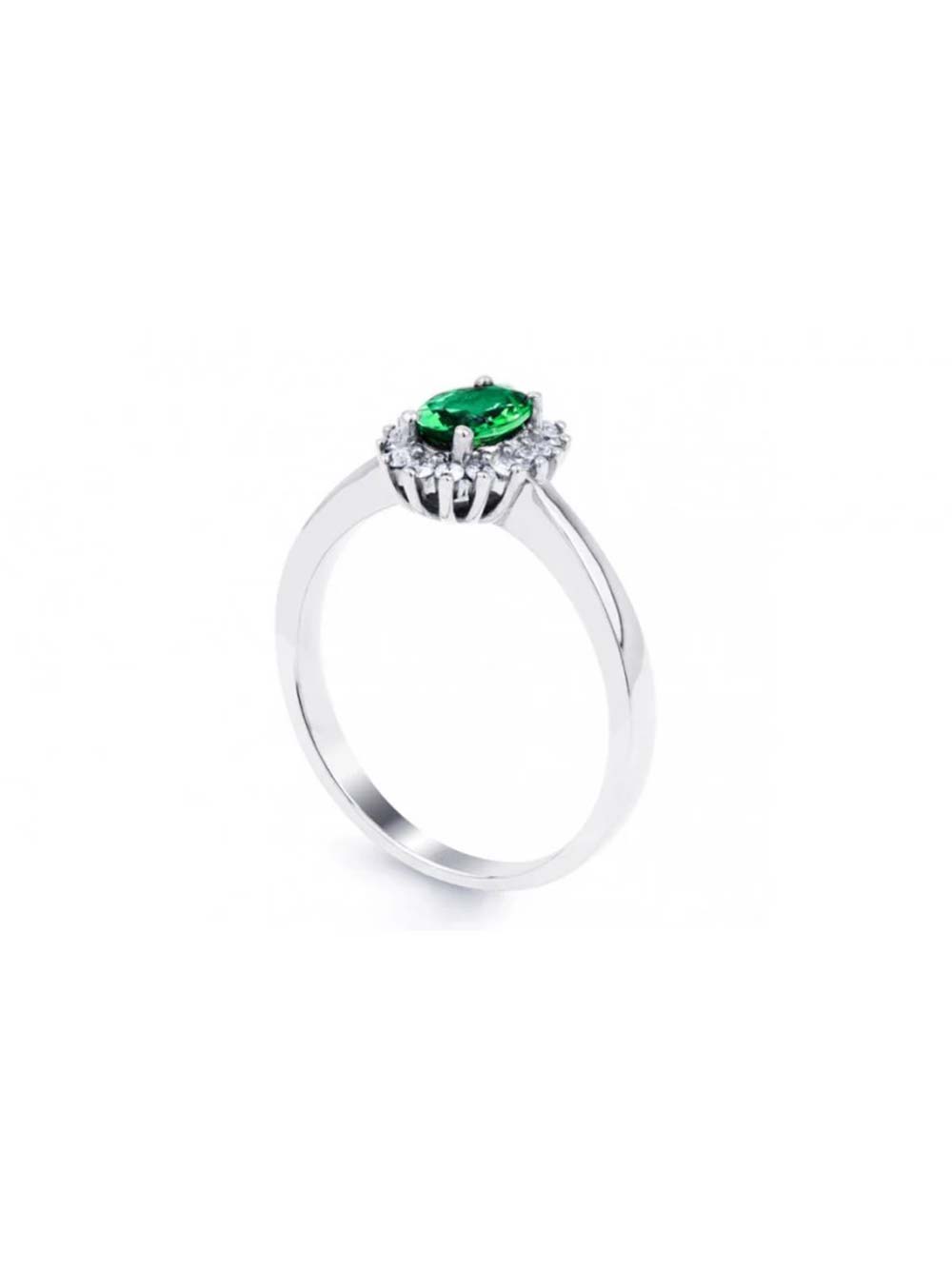 Oval Halo Emerald Ring