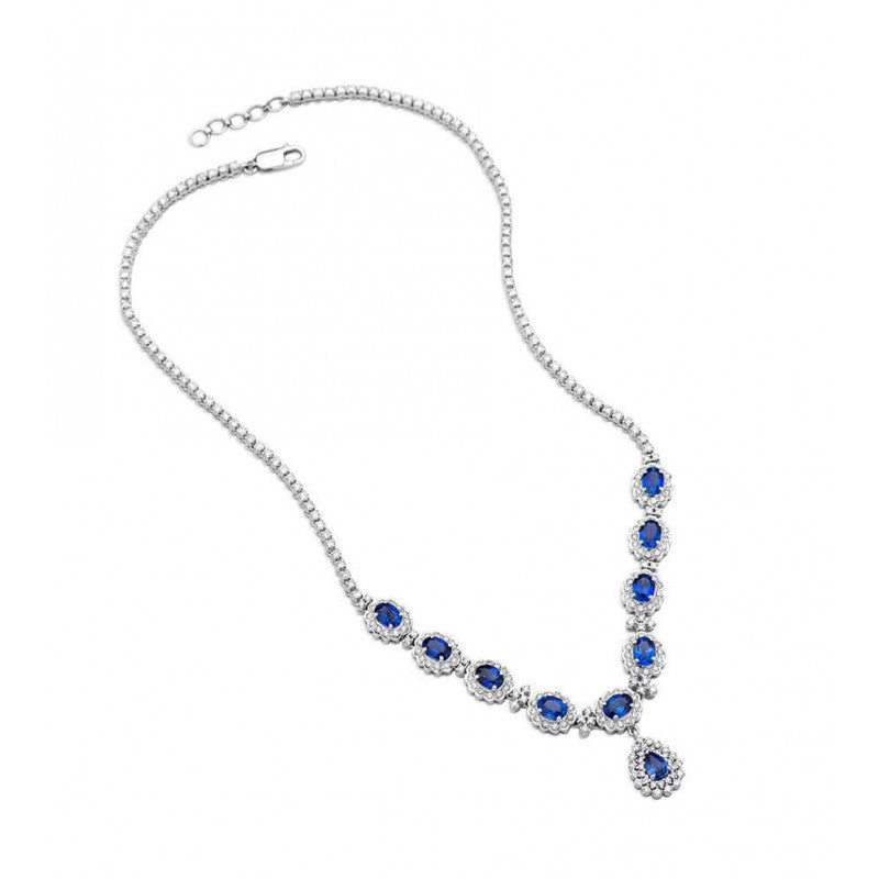 Blue Sapphire and Diamond Necklace