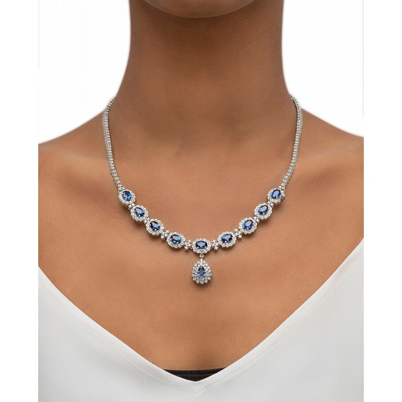 Blue Sapphire and Diamond Necklace