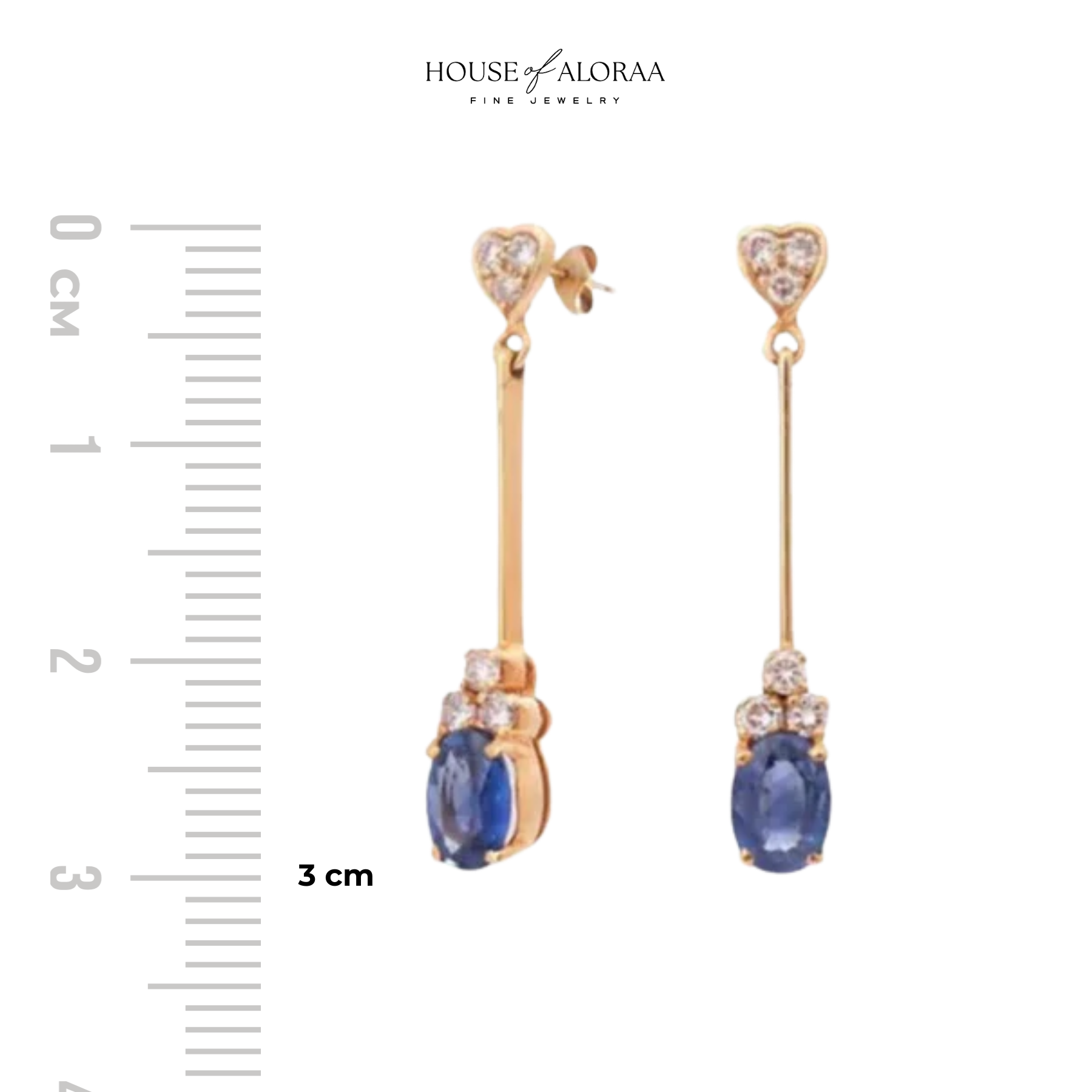 Ceylon Blue Sapphire Heart Charm Drop Earring in 18kt Gold (1.15 Bs)
