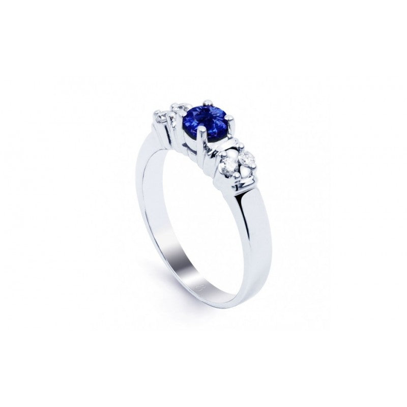 Blue Sapphire and Diamond Trilogy Ring