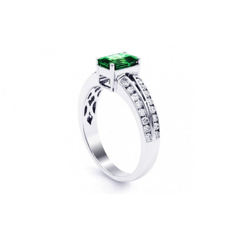 Rectangular Emerald and Diamond Ring