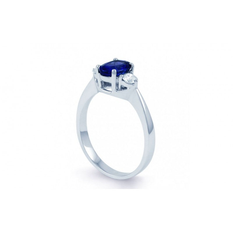 Oval Shape Blue Sapphire and Diamond Ring