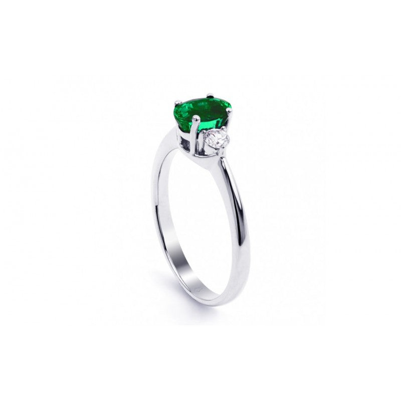 Oval Shape Emerald and Diamond Ring