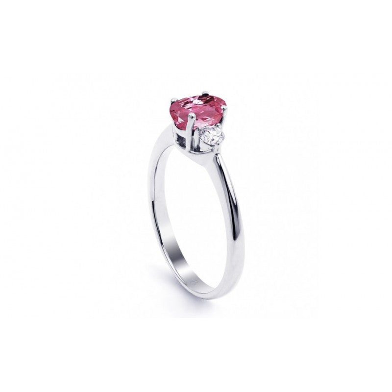 Oval Shape Pink Sapphire and Diamond Ring