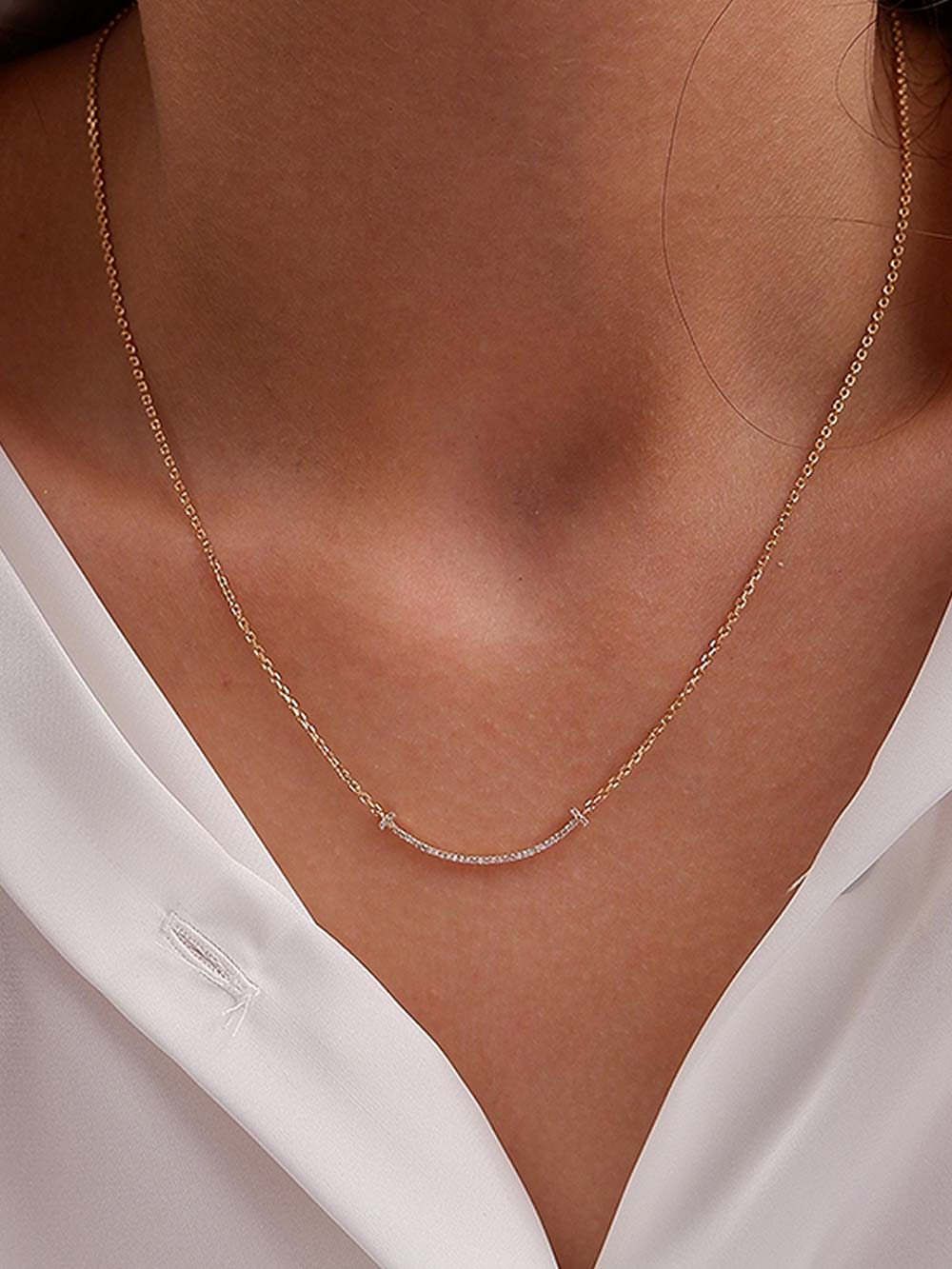Smiley Diamond Necklace in 14kt Gold (0.13cts)