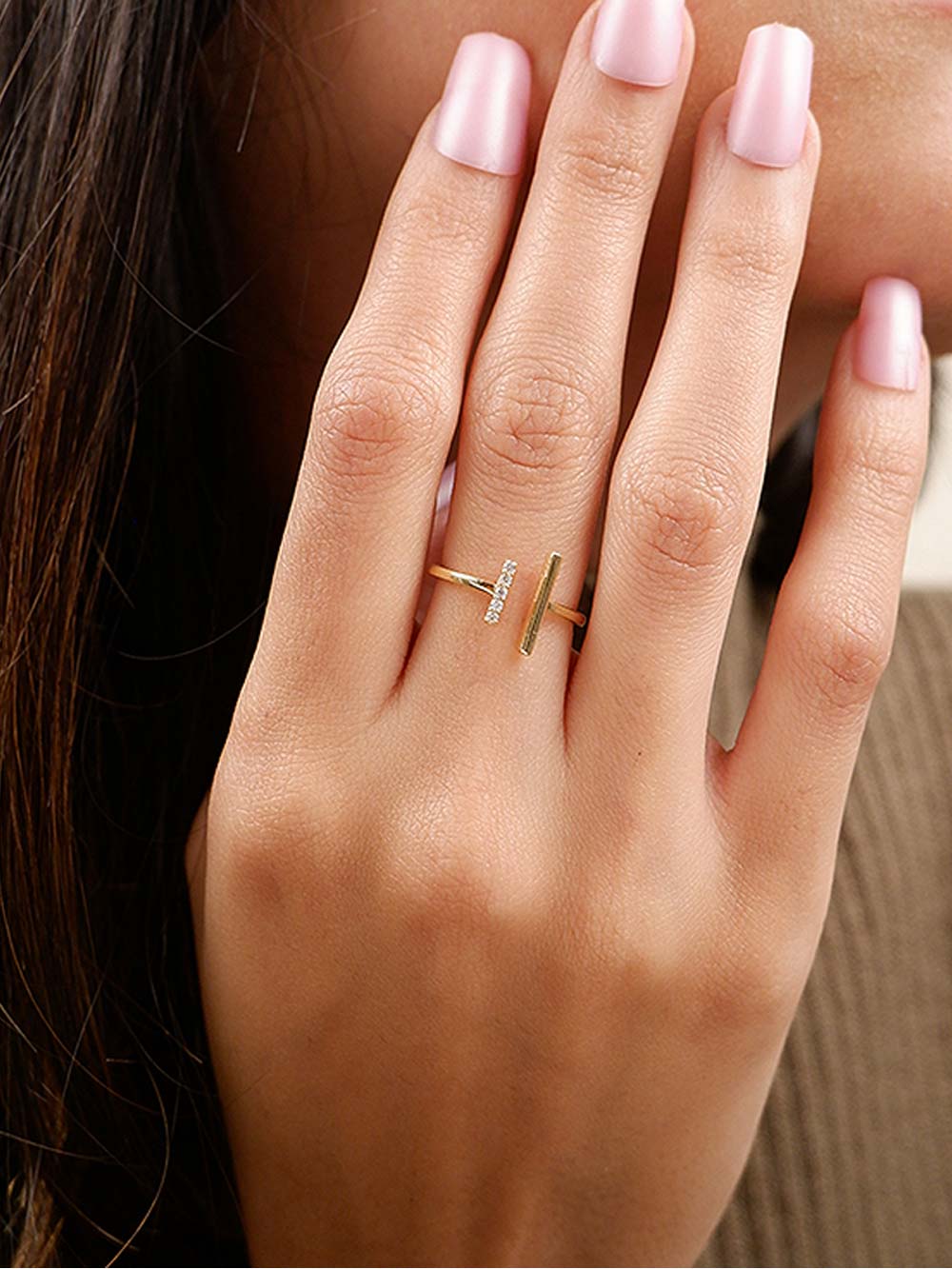 Open Line Diamond & Gold Ring