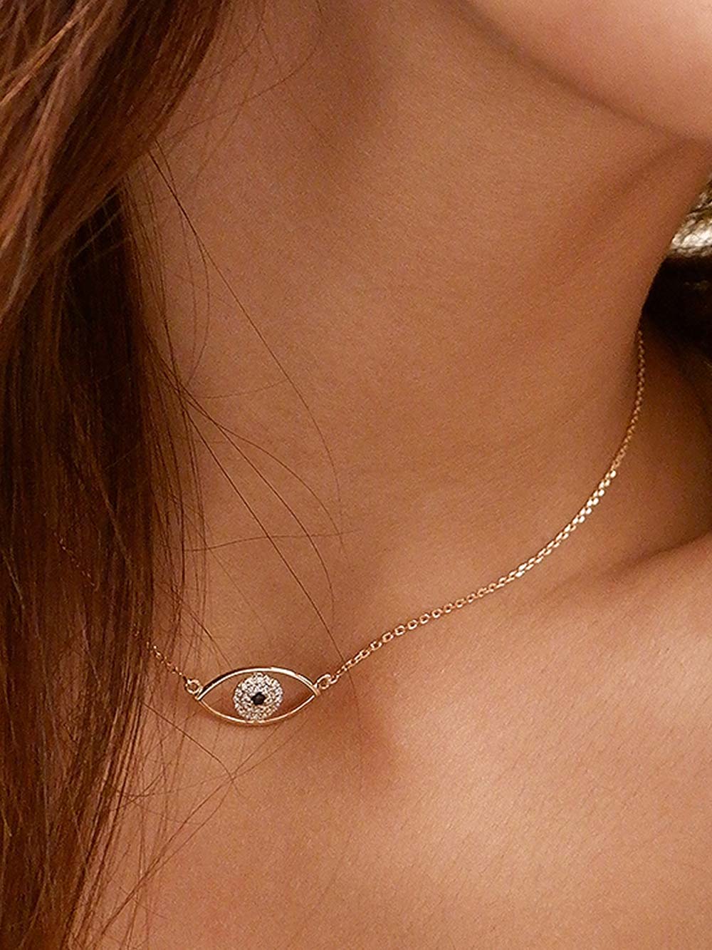 Evil Eye Diamond & Blue Sapphire Necklace