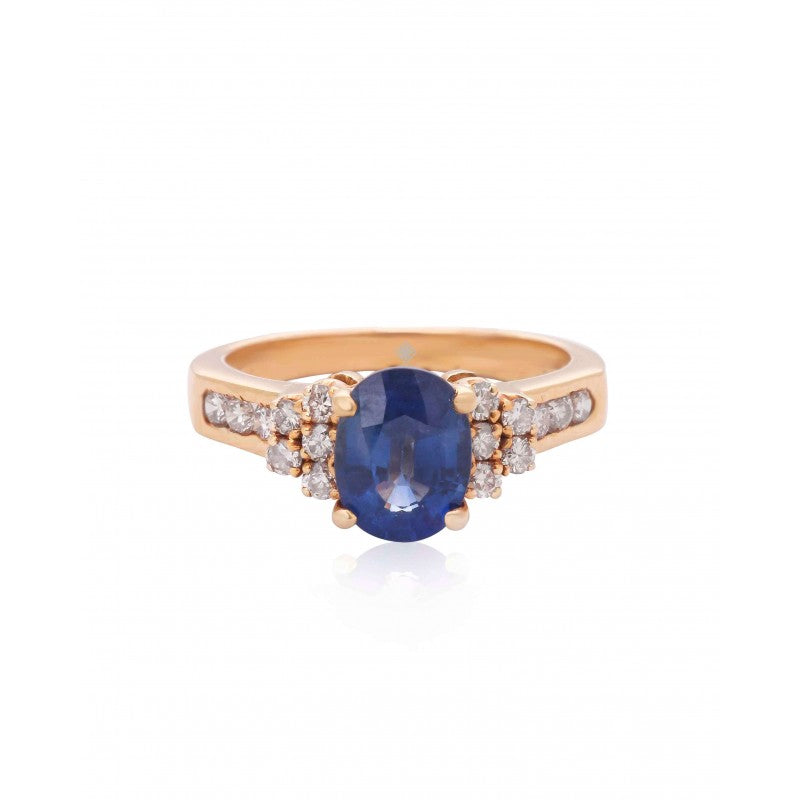 Oval Blue Sapphire and Diamond Ring