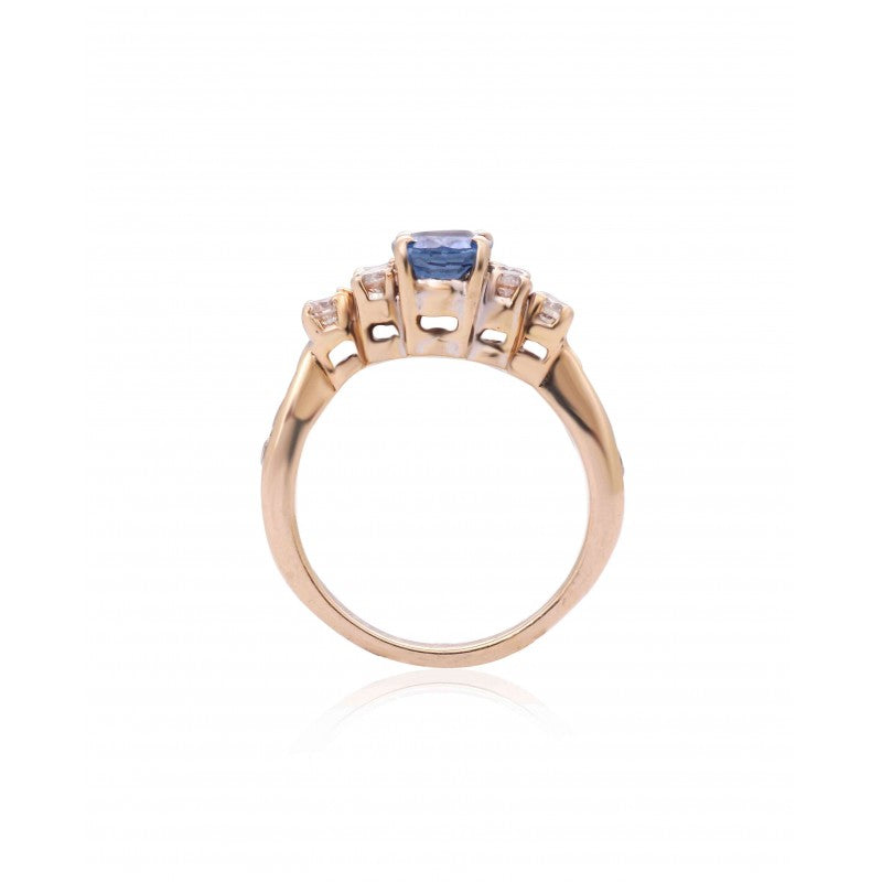 Oval Blue Sapphire Diamond Ring