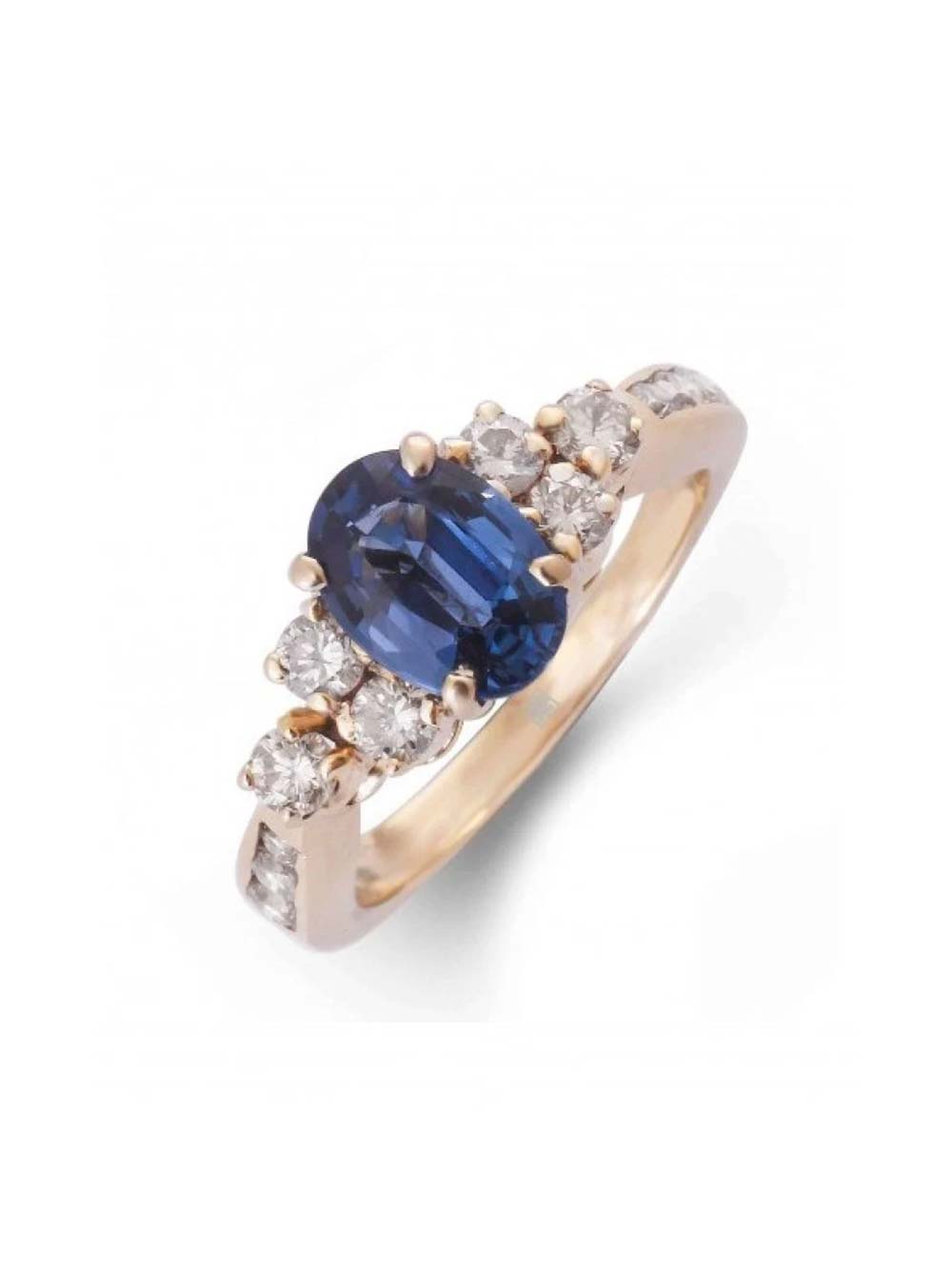 Oval Blue Sapphire Diamond Ring