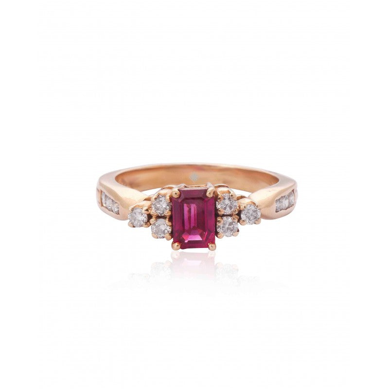 Rectangular Pink Sapphire Diamond Ring