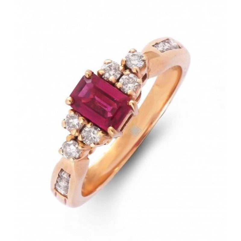 Rectangular Pink Sapphire Diamond Ring