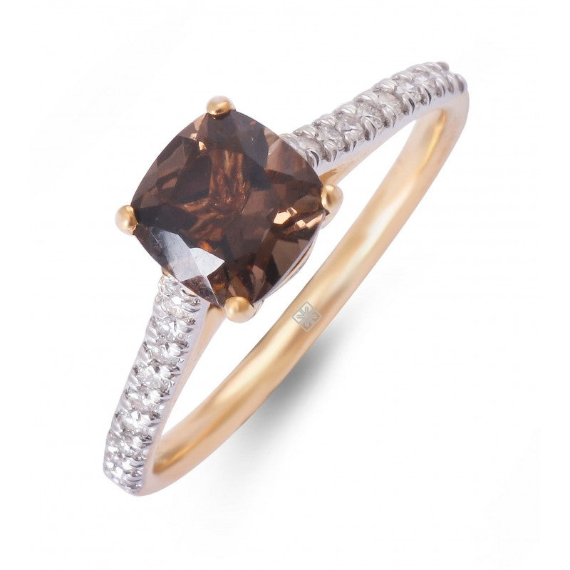 Brown Topaz and Diamond Ring