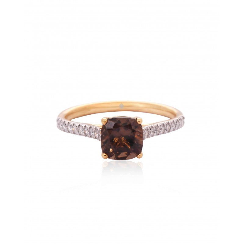 Brown Topaz and Diamond Ring