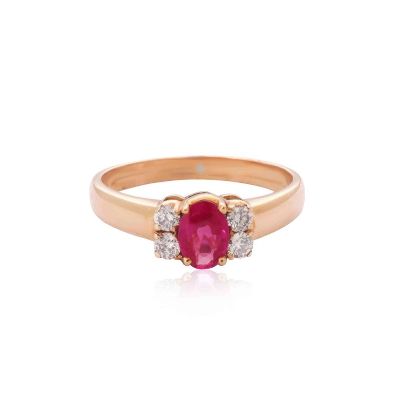 PInk Sapphire Ring with Side Diamonds