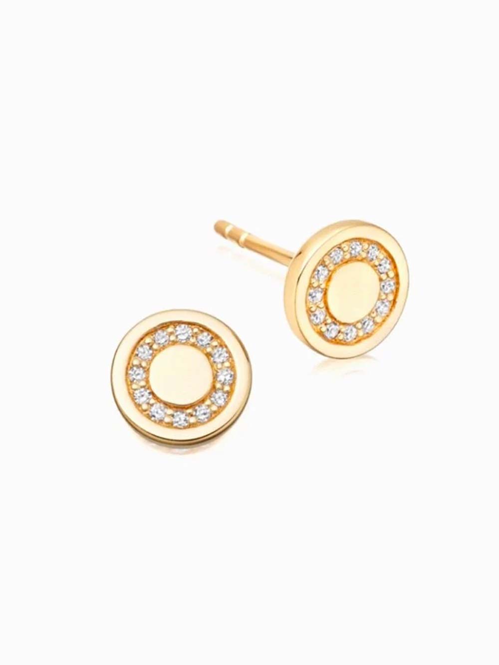 Circle Diamond Studs Made In Gold