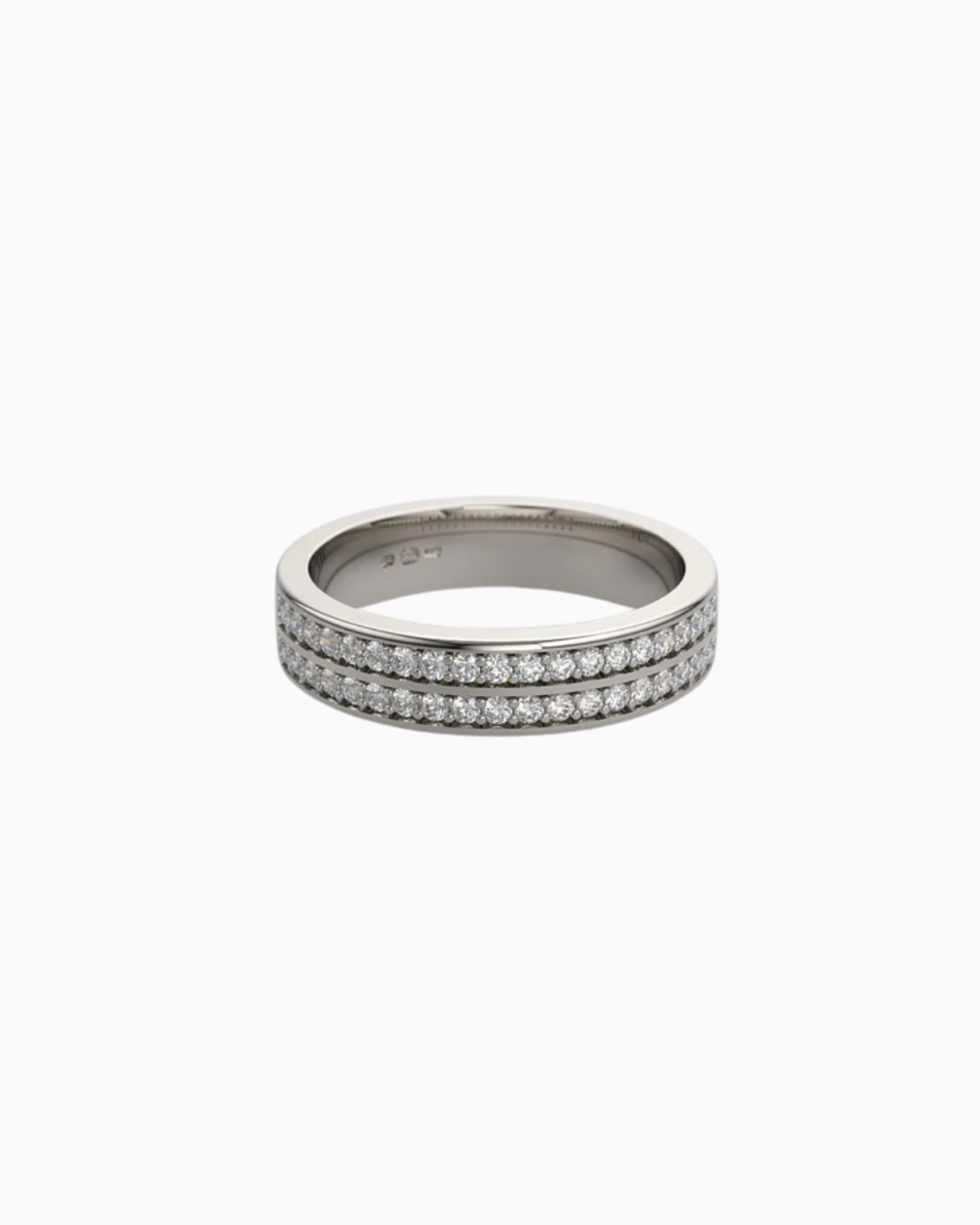 Two Row Diamond Eternity Engagement Band