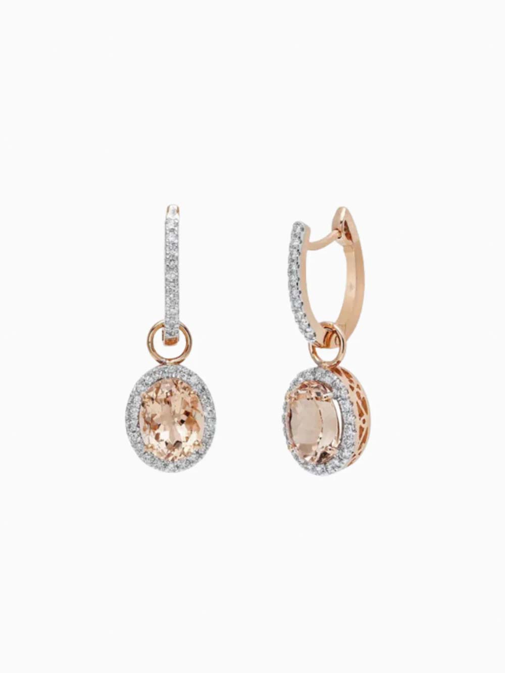 Morganite and Diamond drop Earring