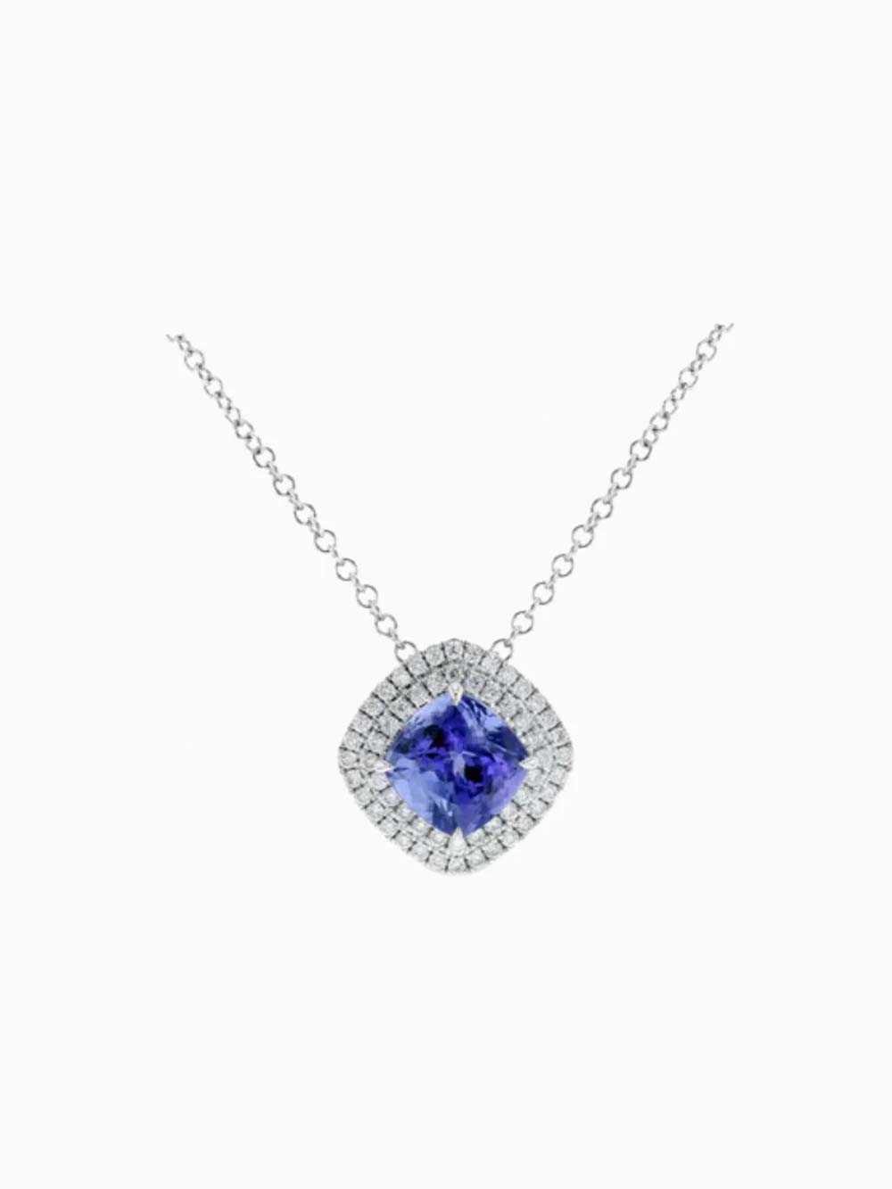 Tanzanite & Diamond Halo Pendant – Rare Blue-Violet Treasure