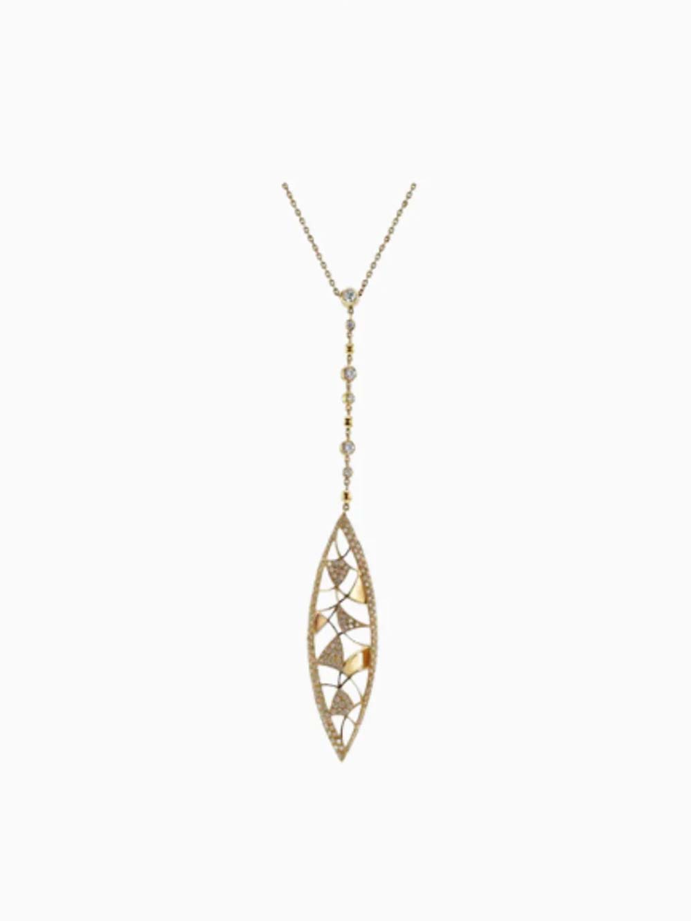 Lariat Chain with Drop Made in Yellow 14k Gold