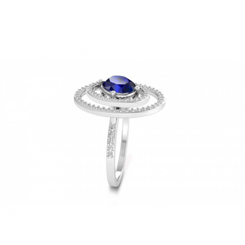 Blue Sapphire Orbit Ring