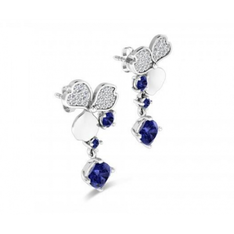 Blue Sapphire and Diamond Earring