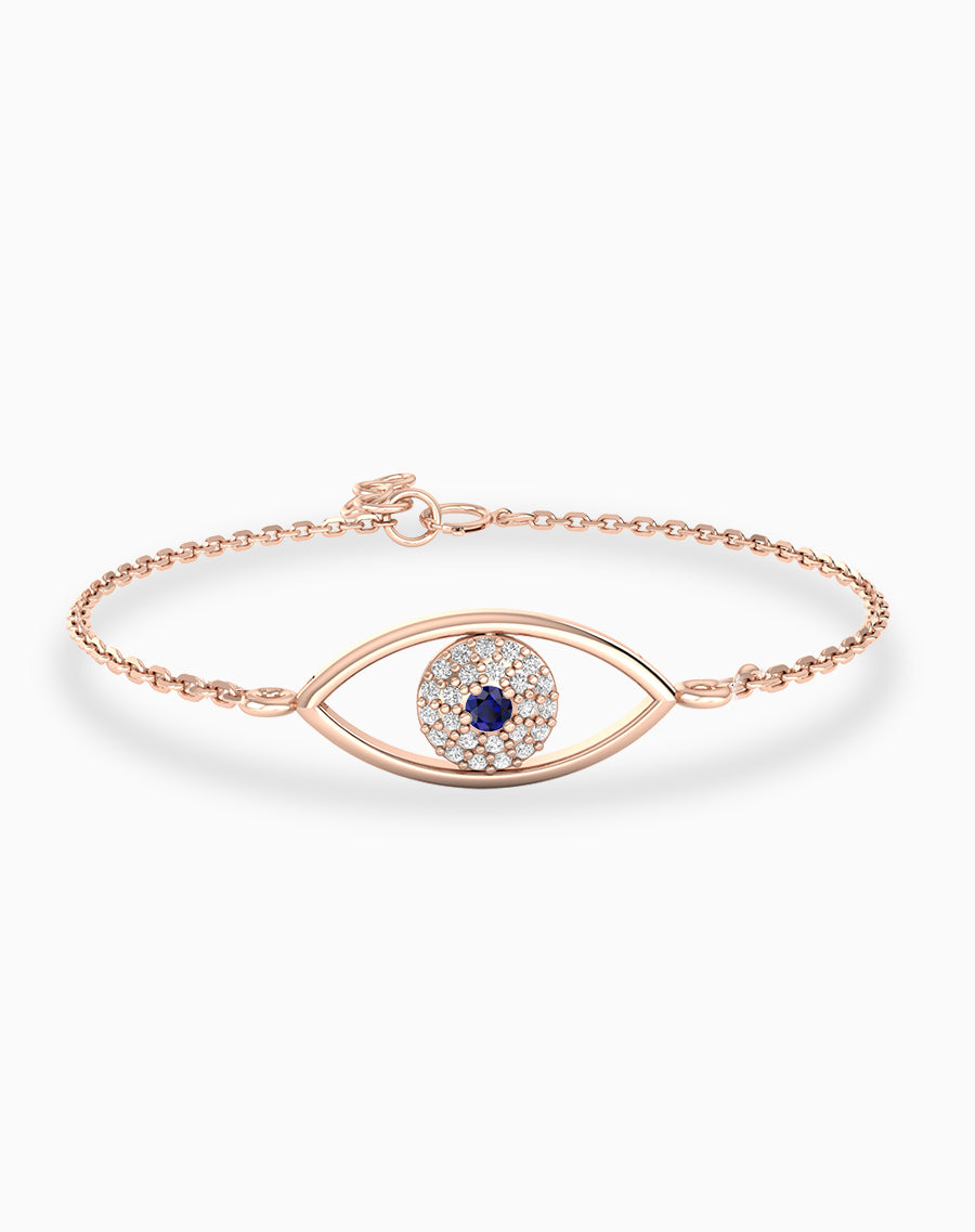 Evil eye Diamond & Blue sapphire Bracelet