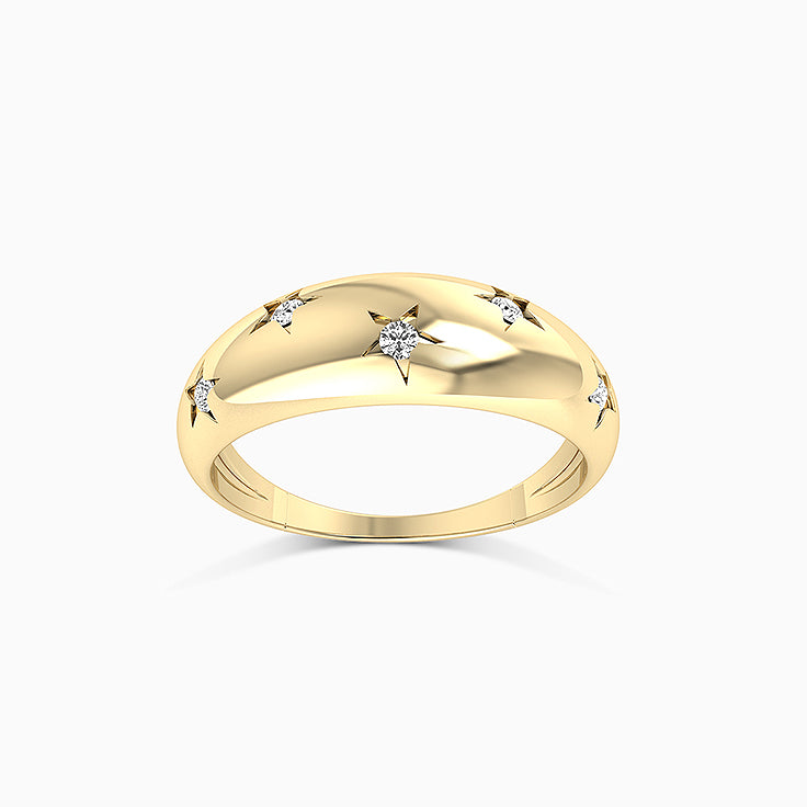 Dome Shaped Diamond & Gold Ring