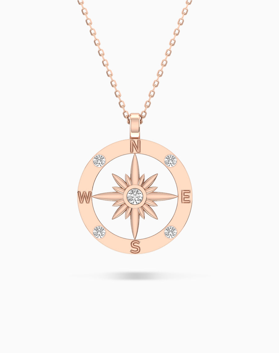 Compass Gold & Diamond Pendant