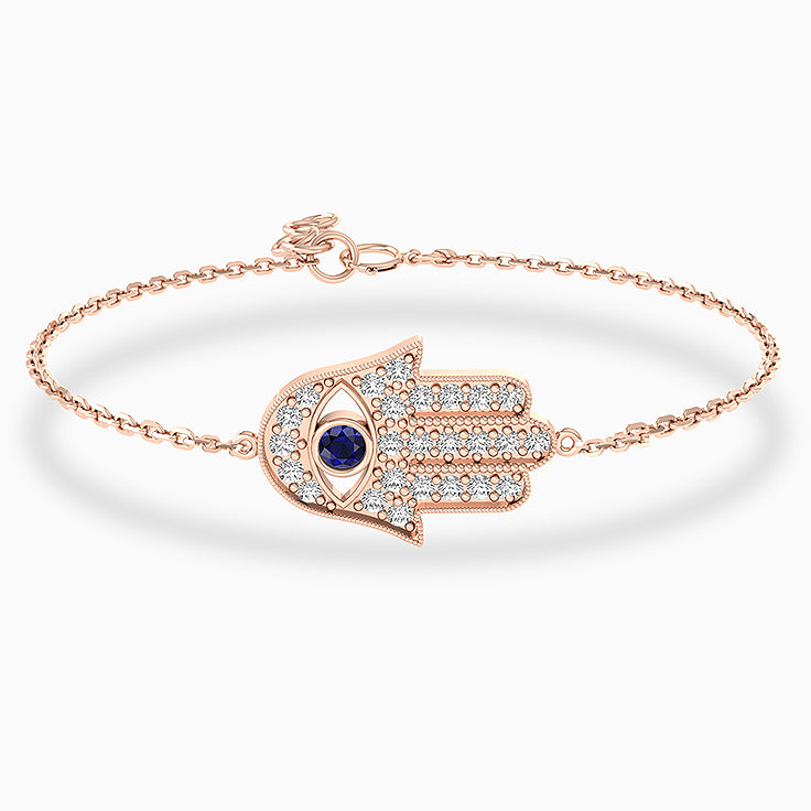 Hamsa Diamond & Blue sapphire Bracelet