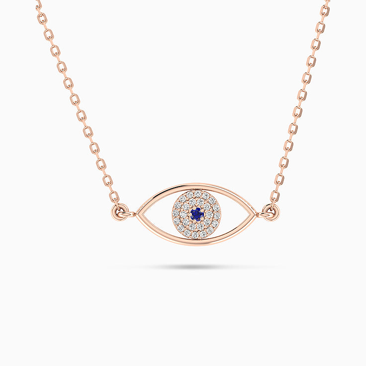 Evil Eye Diamond & Blue Sapphire Necklace