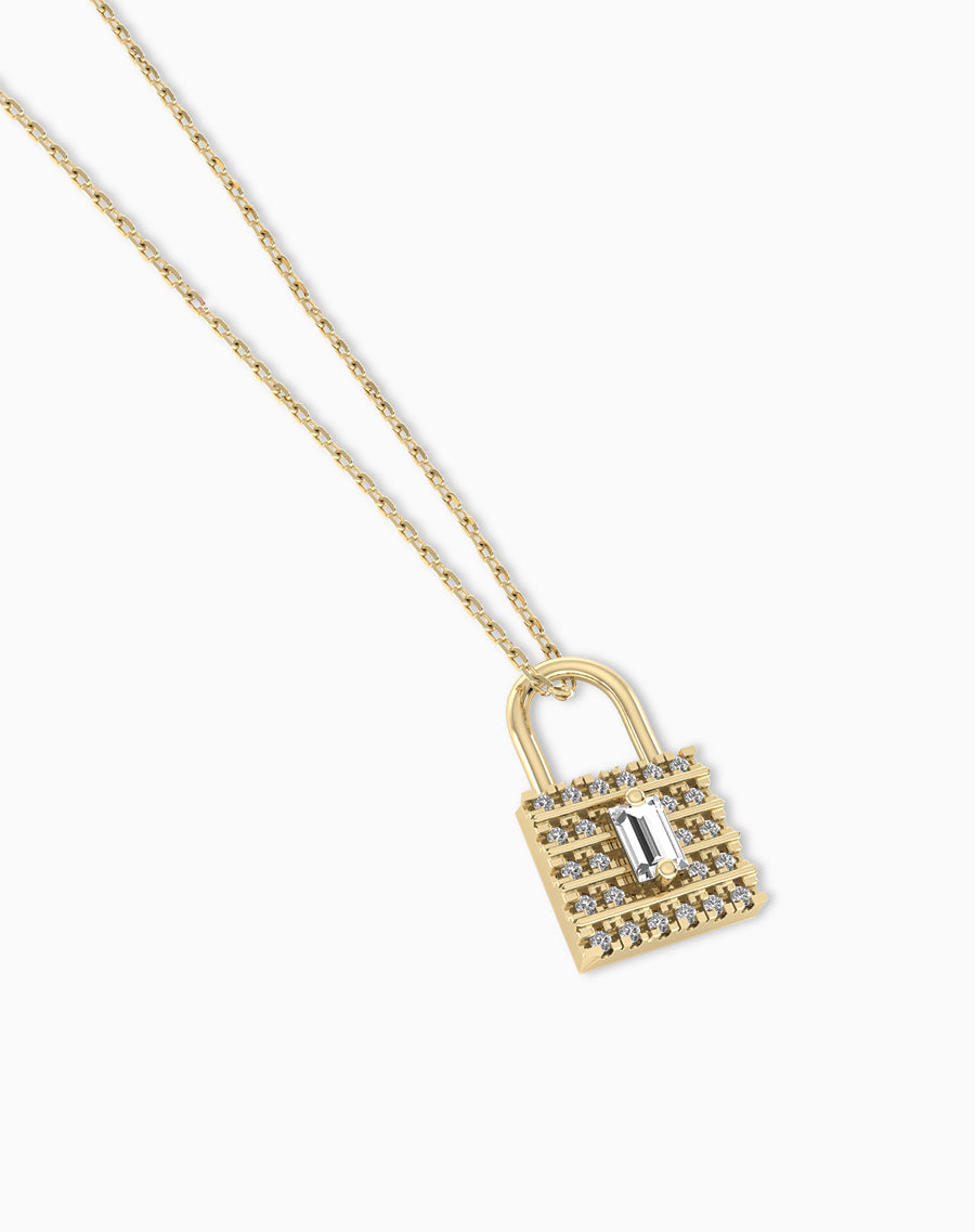 Lock Diamond Pendant set in 14k Gold