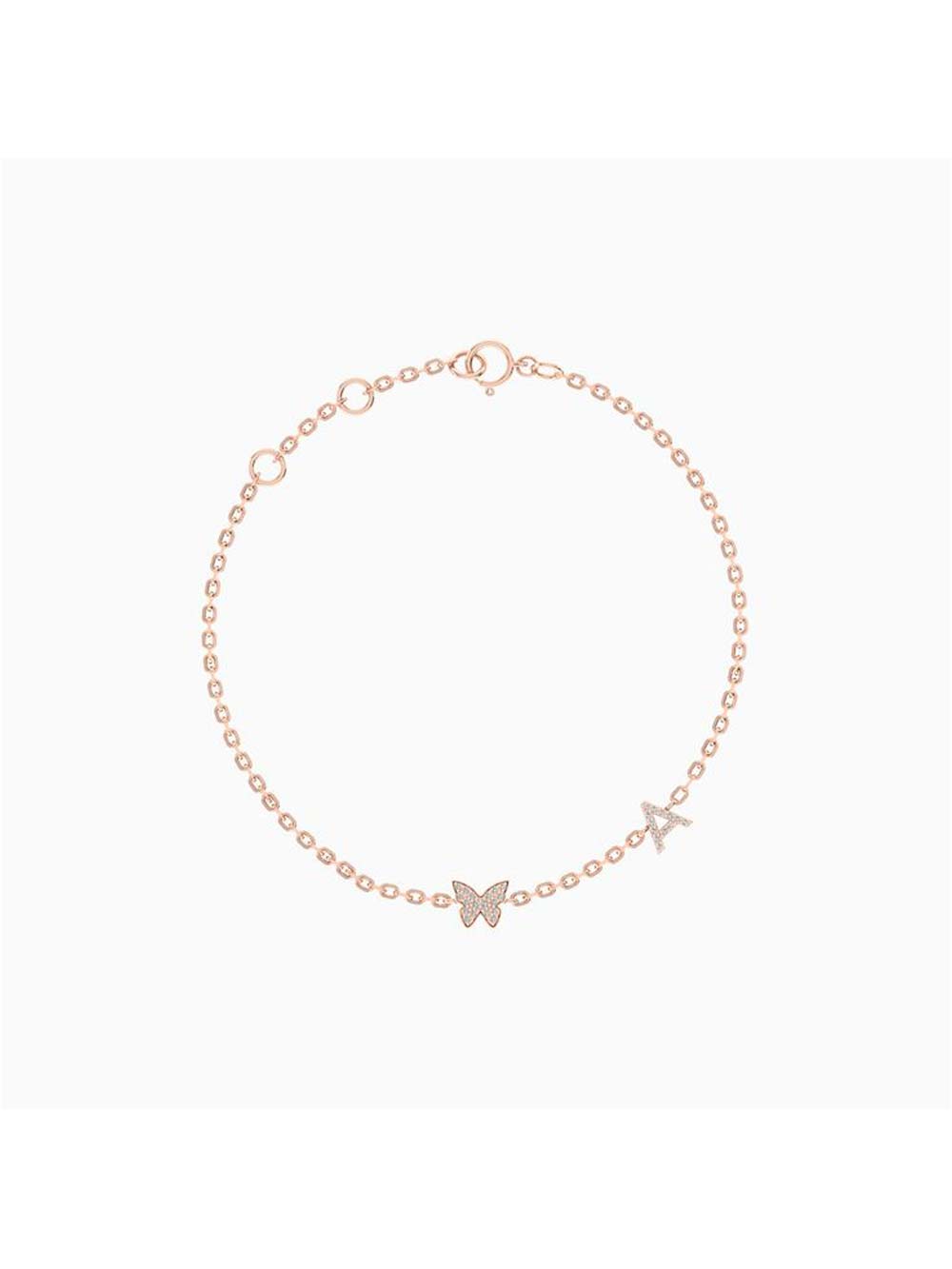 Initial & Butterfly Diamond Bracelet